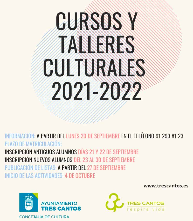 Oferta cursos y talleres culturales 2021-2022 en Tres Cantos
