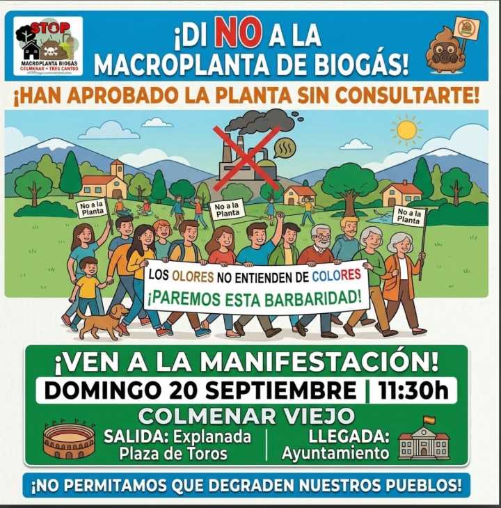 Colmenar Viejo y Tres Cantos vuelven a la calle contra la macroplanta de biogás
